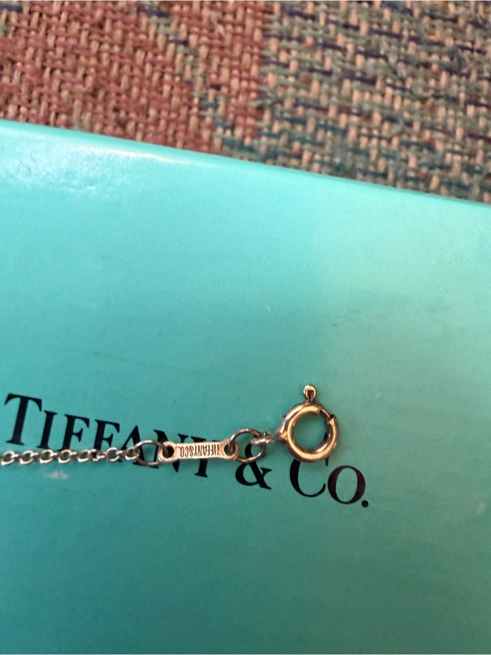 Tiffany & Co Silver Heart Charm Pendant Necklace 16 in Cable Chain Spring Ring - Picture 7 of 12